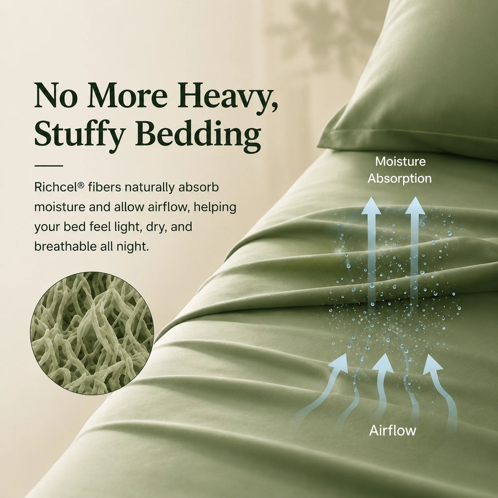 Bedtter X Rewardown Richcel® Pine & Cedar Fiber Sheet Set | Breathable, Moisture-Wicking & Silky Soft Bedding for Fresher Sleep
