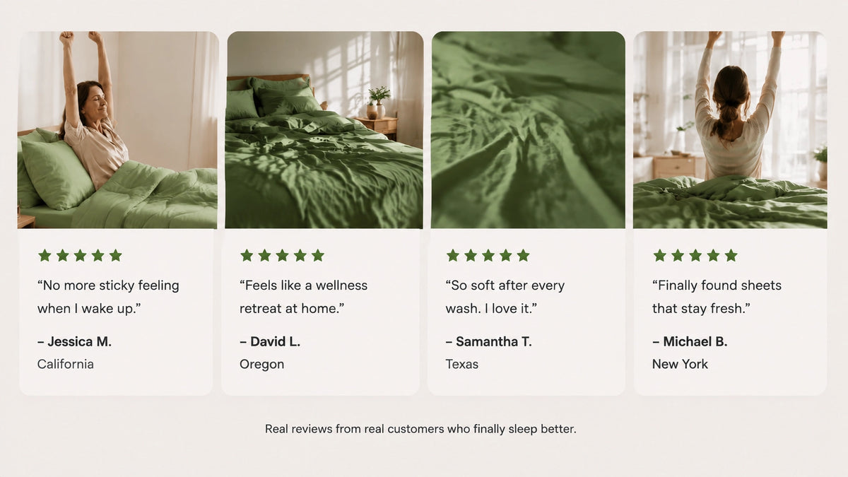 Person sleeping comfortably on silky soft breathable sheets designed for a better sleep experience